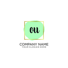 OU initial Handwriting logo vector templates