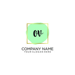 OV initial Handwriting logo vector templates