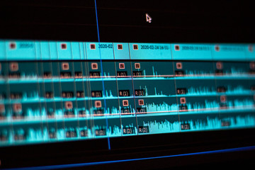 close up of a video editing timeline