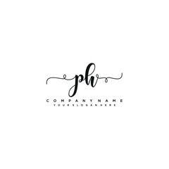 PH initial Handwriting logo vector templates
