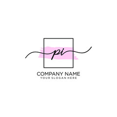PI initial Handwriting logo vector templates