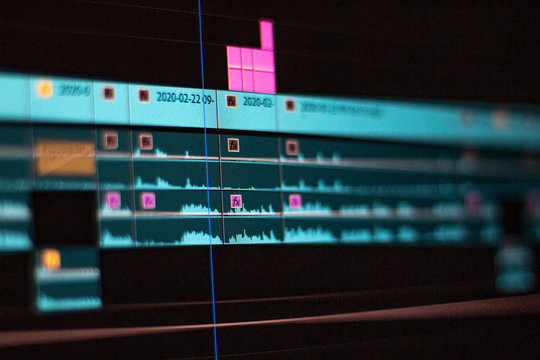 close up of a video editing timeline