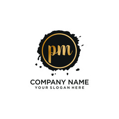 Fototapeta premium PM initial Handwriting logo vector template