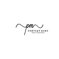 PM initial Handwriting logo vector template