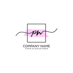 PN initial Handwriting logo vector template