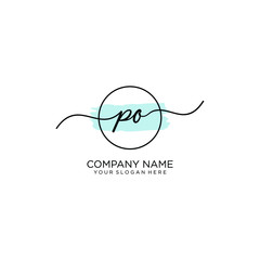 PO initial Handwriting logo vector template