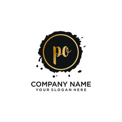 PO initial Handwriting logo vector template