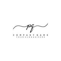 PQ initial Handwriting logo vector template