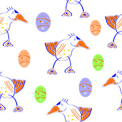 Funny Easter turkey seamless pattern