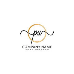 PU initial Handwriting logo vector template