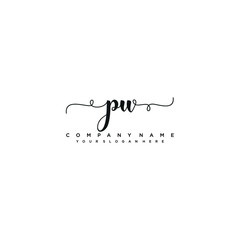 PU initial Handwriting logo vector template