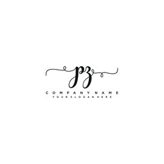 PZ initial Handwriting logo vector template