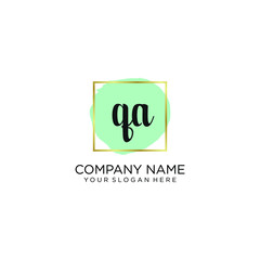 QA initial Handwriting logo vector template