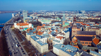 Fototapeta na wymiar Beautiful Red Roofs of the Riga Old Town, Latvia