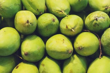 Close up of Big Fresh green mango, thai street food market