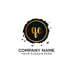 QE initial Handwriting logo vector template