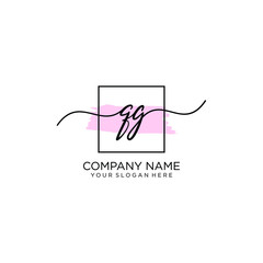 QG initial Handwriting logo vector template