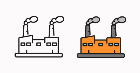 Obraz premium Factory building icon. Processing industry. Linear illustration.
