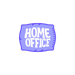 Illustration of a cozy home pillow with a call to work at home. Warning symbol about quarantine. Isolated vector on a white background.