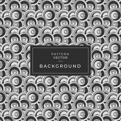 Seamless geometric pattern with round objects black and white