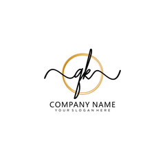 QK initial Handwriting logo vector template