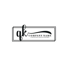 QK initial Handwriting logo vector template