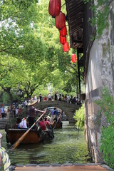 Hangzhou, gondole vue de la riviere