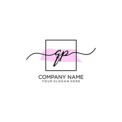 QP initial Handwriting logo vector template