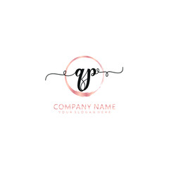 QP initial Handwriting logo vector template