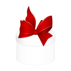 Gift box with red bow isolated on white Background . 