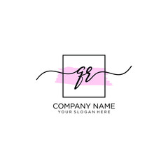 QR initial Handwriting logo vector template