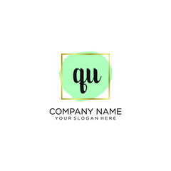 QU initial Handwriting logo vector template