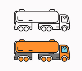Fuel truck icon. Transport in a flat style in vector. Automobile fuel. Linear illustration.