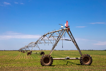 Sprinkler irrigation system on agriculture field