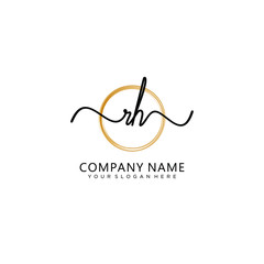 Obraz premium RH initial Handwriting logo vector template
