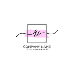RI initial Handwriting logo vector template