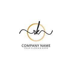 RK initial Handwriting logo vector template