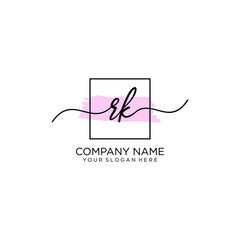 RK initial Handwriting logo vector template
