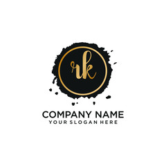 Naklejka premium RK initial Handwriting logo vector template