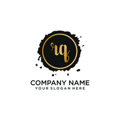 RQ initial Handwriting logo vector template