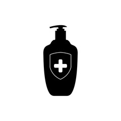 Obraz premium Hand sanitizer bottle icon isolated on white background. Disinfection concept. Washing gel. Alcohol bottle for hygiene.Vector Illustration