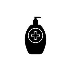 Hand sanitizer bottle icon isolated on white background. Disinfection concept. Washing gel. Alcohol bottle for hygiene.Vector Illustration