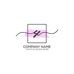 SC initial Handwriting logo vector template