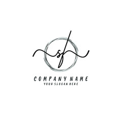 SF initial Handwriting logo vector template