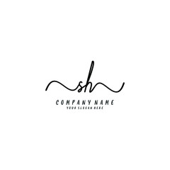 SH initial Handwriting logo vector template