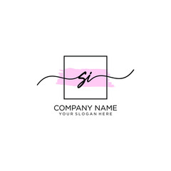 SI initial Handwriting logo vector template
