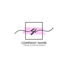 SI initial Handwriting logo vector template
