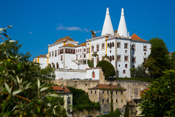 National Palace of Sintra at sunny day, landmark of Portugal