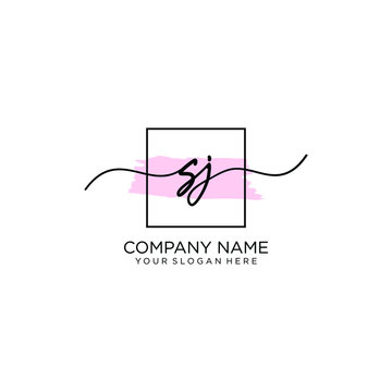 SJ initial Handwriting logo vector template