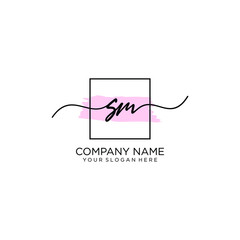 SM initial Handwriting logo vector template